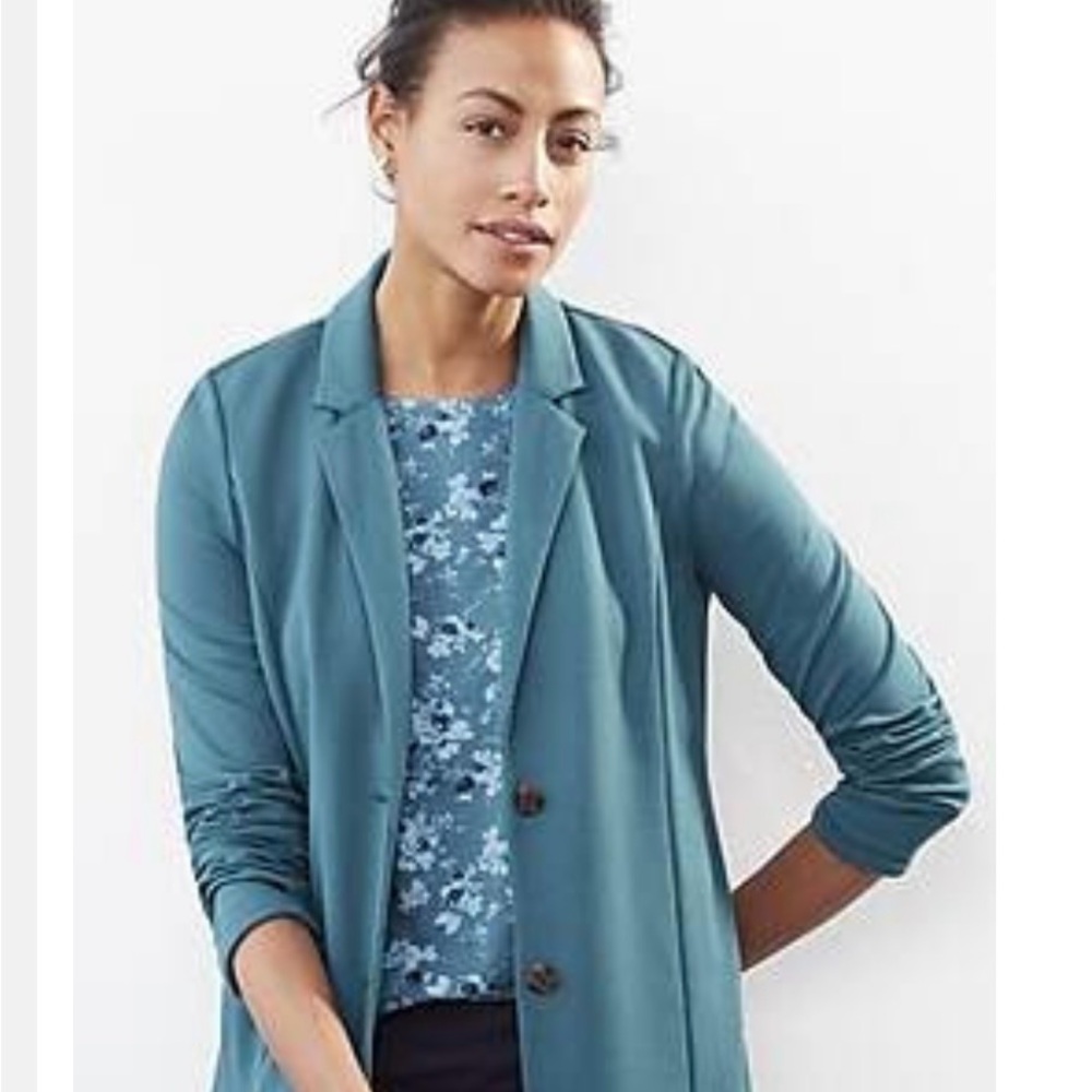 J. Jill Blue Wearever Double-Face Jersey Blazer